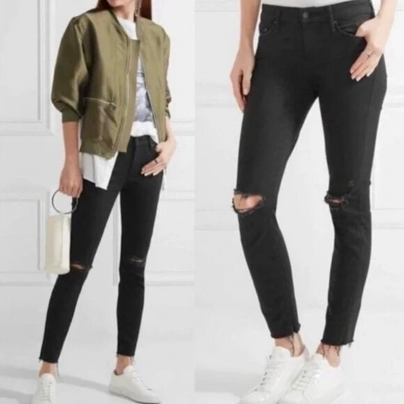 Mother Denim the Looker Ankle Fray Jeans in Guilty as Sin Wash Women’s Size 30 - Picture 1 of 12